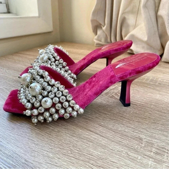 New Jeffrey Campbell Free People Pearl Heels Portia Pink Embellished 7.5 - Picture 11 of 14